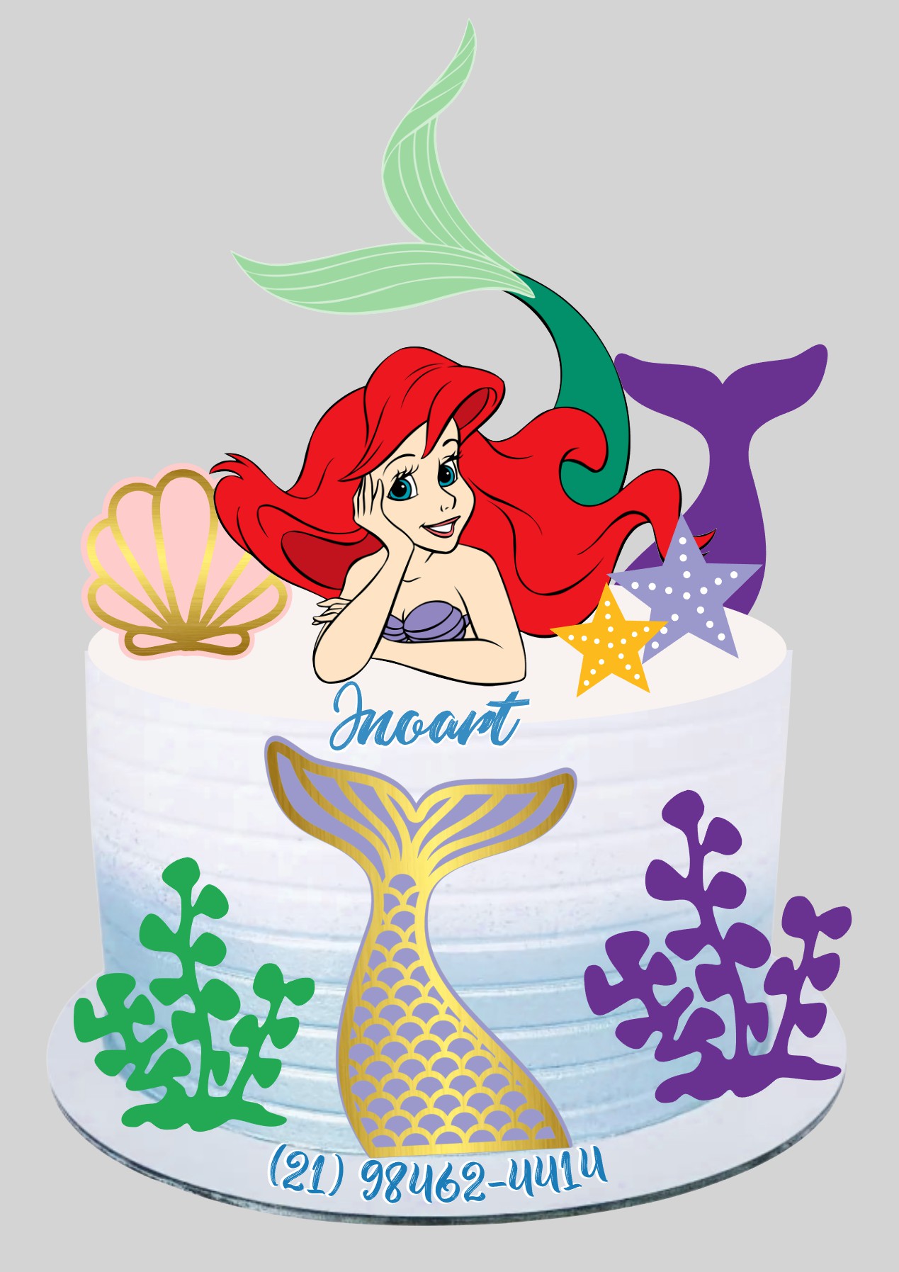 Topo de Bolo Ariel - A Pequena Sereia