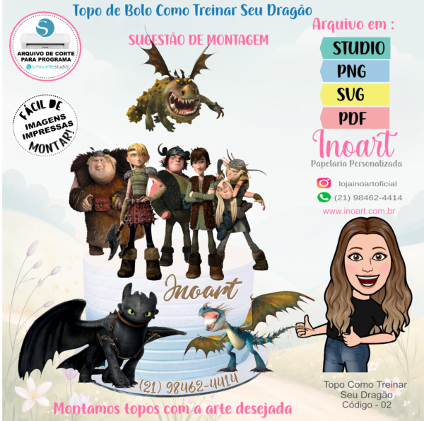Topo de Bolo Como Treinar seu Dragão - Imagem 2