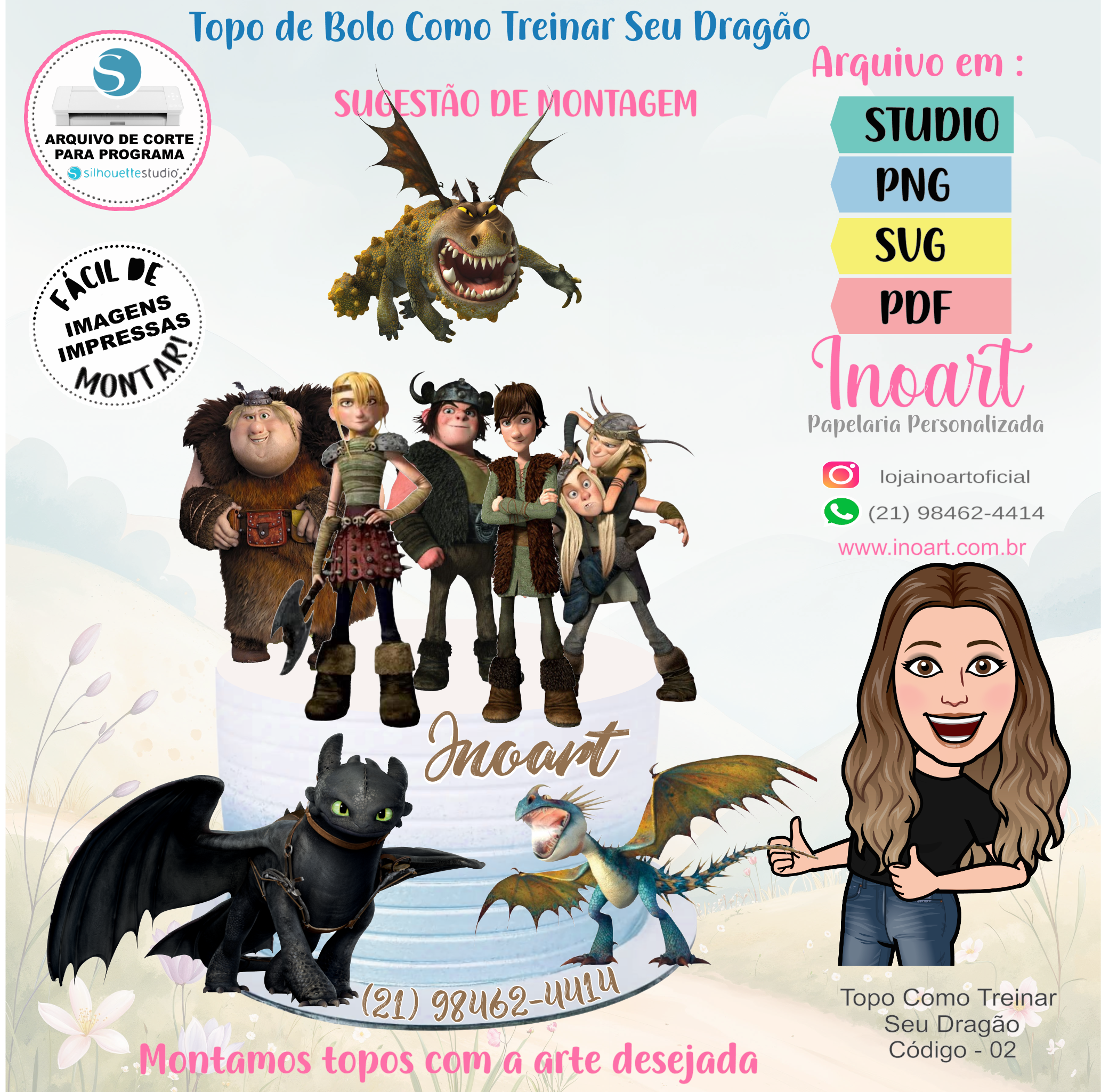 Topo de Bolo Como Treinar seu Dragão - Imagem 2