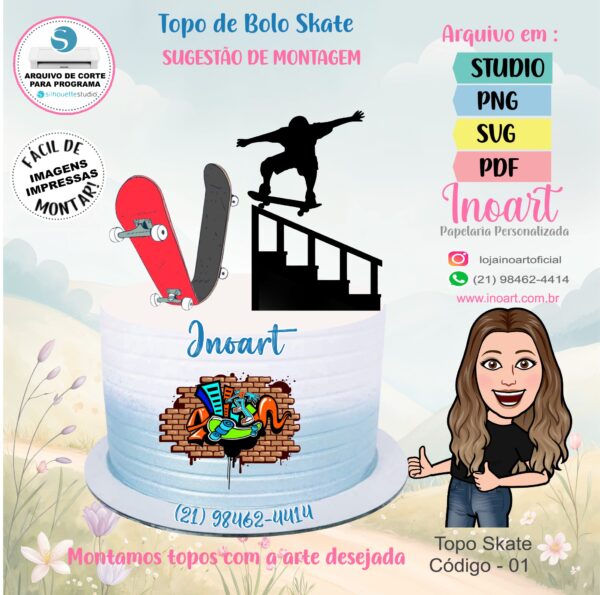 Topo de Bolo Skate - Imagem 2