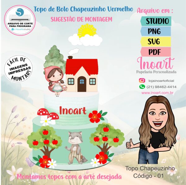 Topo de Bolo Chapeuzinho Vermelho - Imagem 2