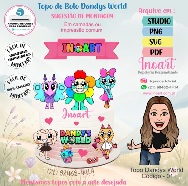 Topo de Bolo Dandy's World - Imagem 2