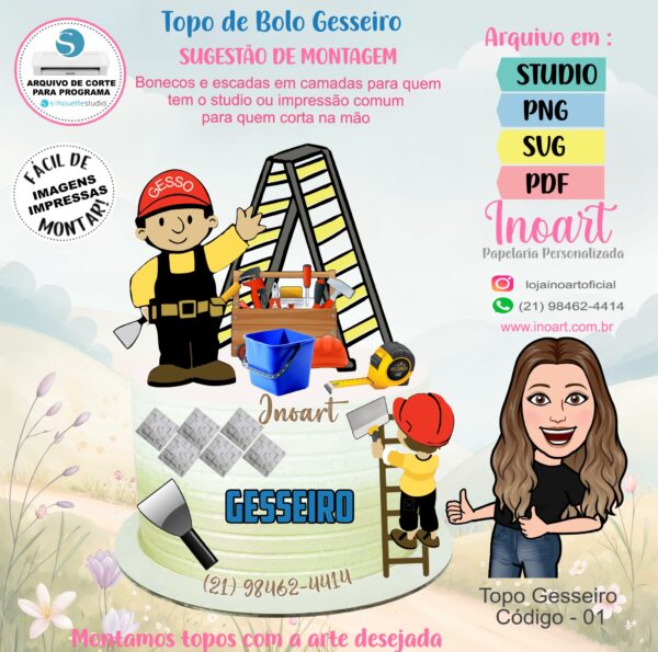 Topo de Bolo Gesseiro - Imagem 2