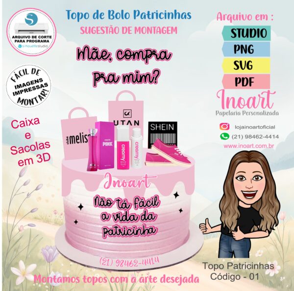 Topo de Bolo Patricinha - Imagem 2