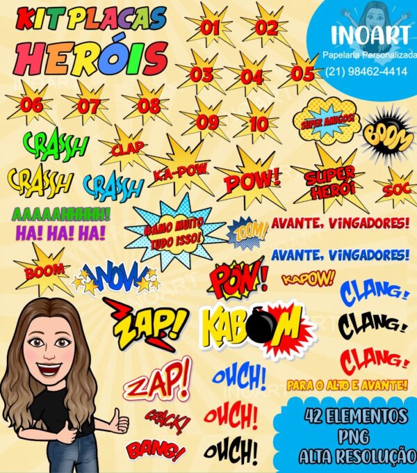 Kit Digital Elementos para plaquinhas Super Heróis