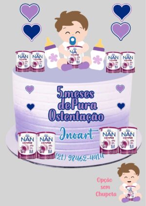 Topo de Bolo Bebê Nan Mesversário Menino