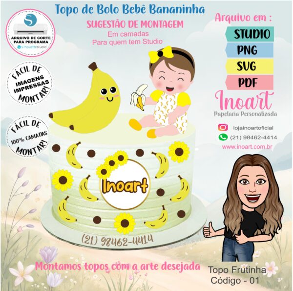 Topo de Bolo Bebê Bananinha - Imagem 2