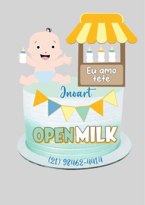 Topo de Bolo Open Milk