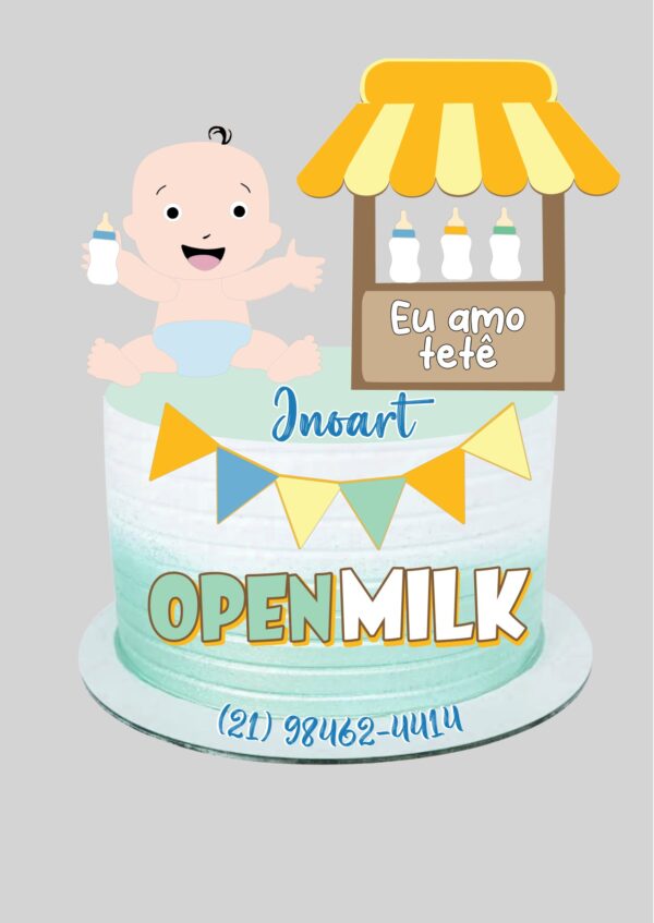 Topo de Bolo Open Milk