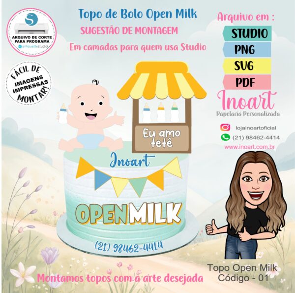 Topo de Bolo Open Milk - Imagem 2