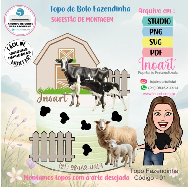 Topo de Bolo Fazendinha - Imagem 2