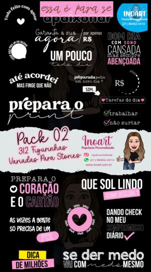 Kit Digital Pack 312 Figurinhas Variadas para Stories do Instagram