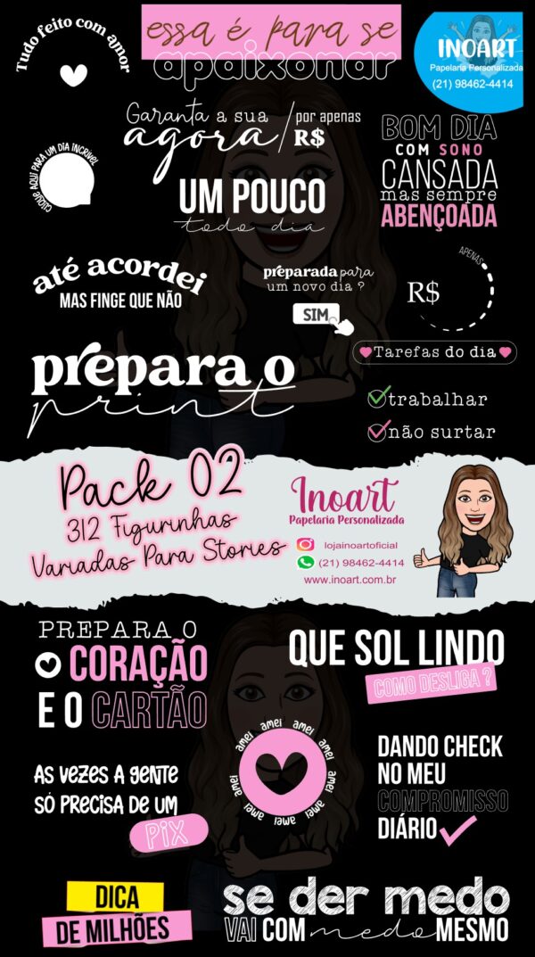 Kit Digital Pack 312 Figurinhas Variadas para Stories do Instagram