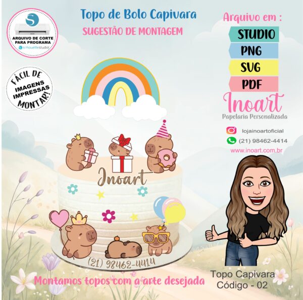 Topo de Bolo Capivara - Imagem 2