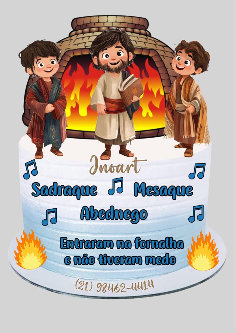Topo de Bolo Sadraque, Mesaque e Abednego