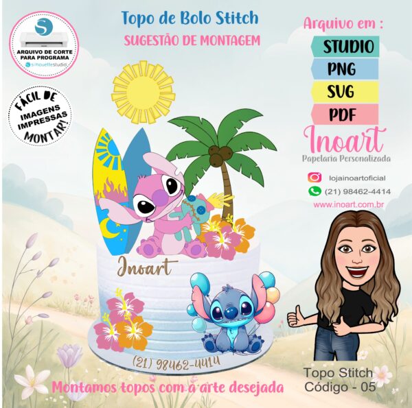 Topo de Bolo Stitch - Imagem 2