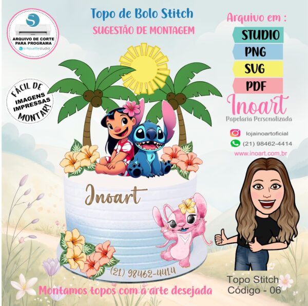 Topo de Bolo Stitch - Imagem 2