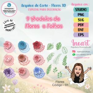 Kit Digital Flores em 3D
