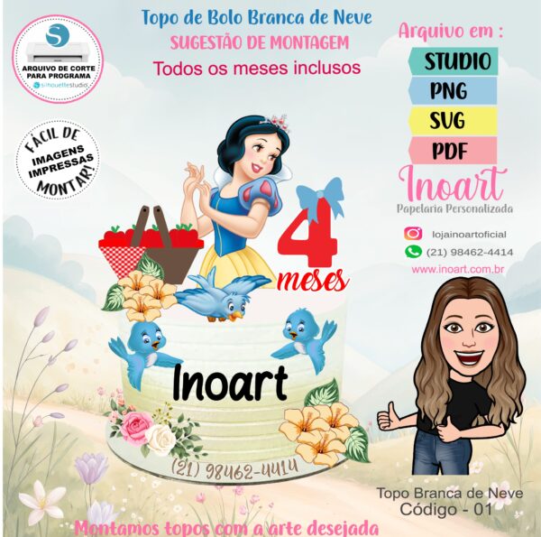 Topo de Bolo Branca de Neve - Imagem 2