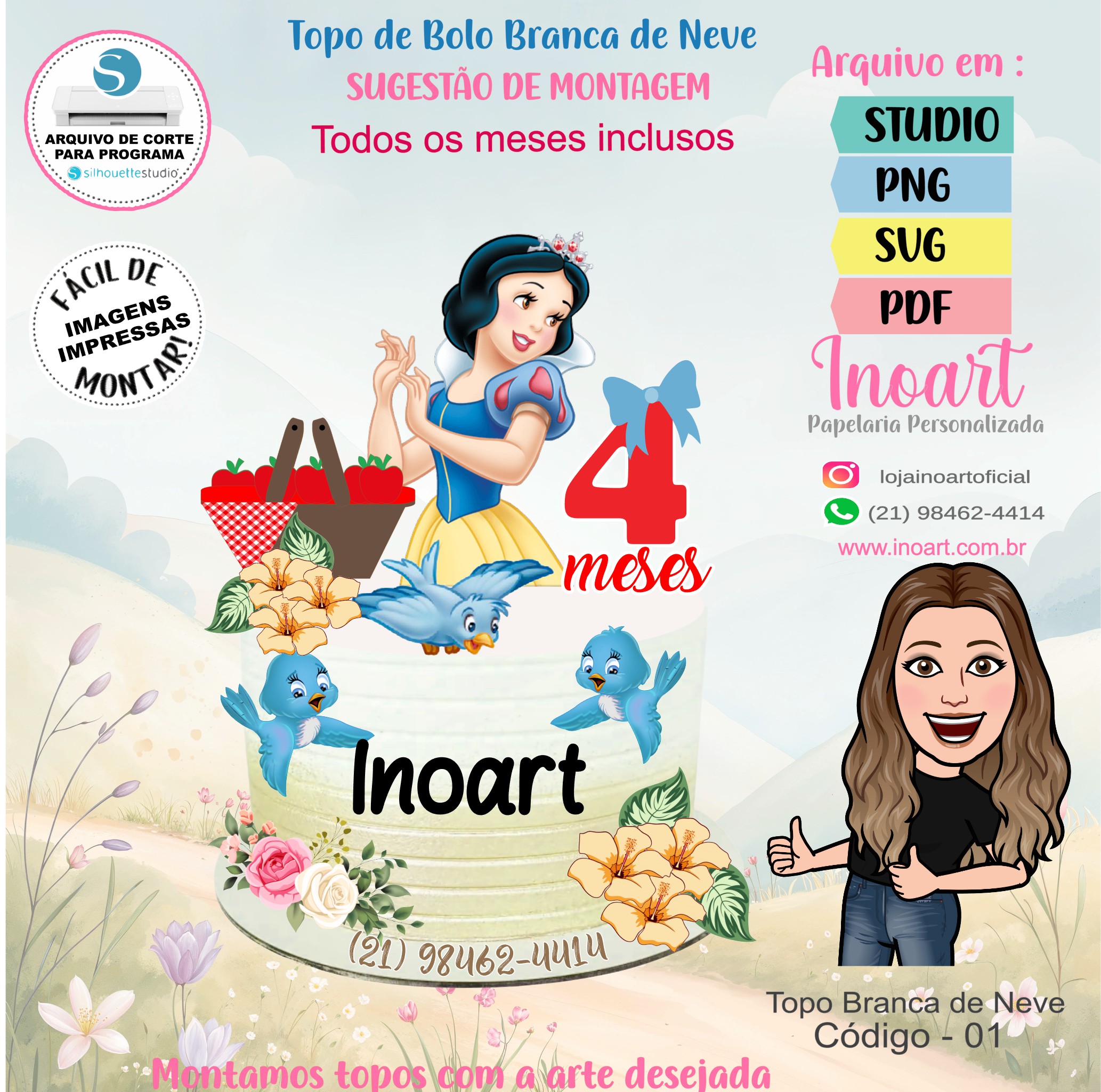Topo de Bolo Branca de Neve - Imagem 2