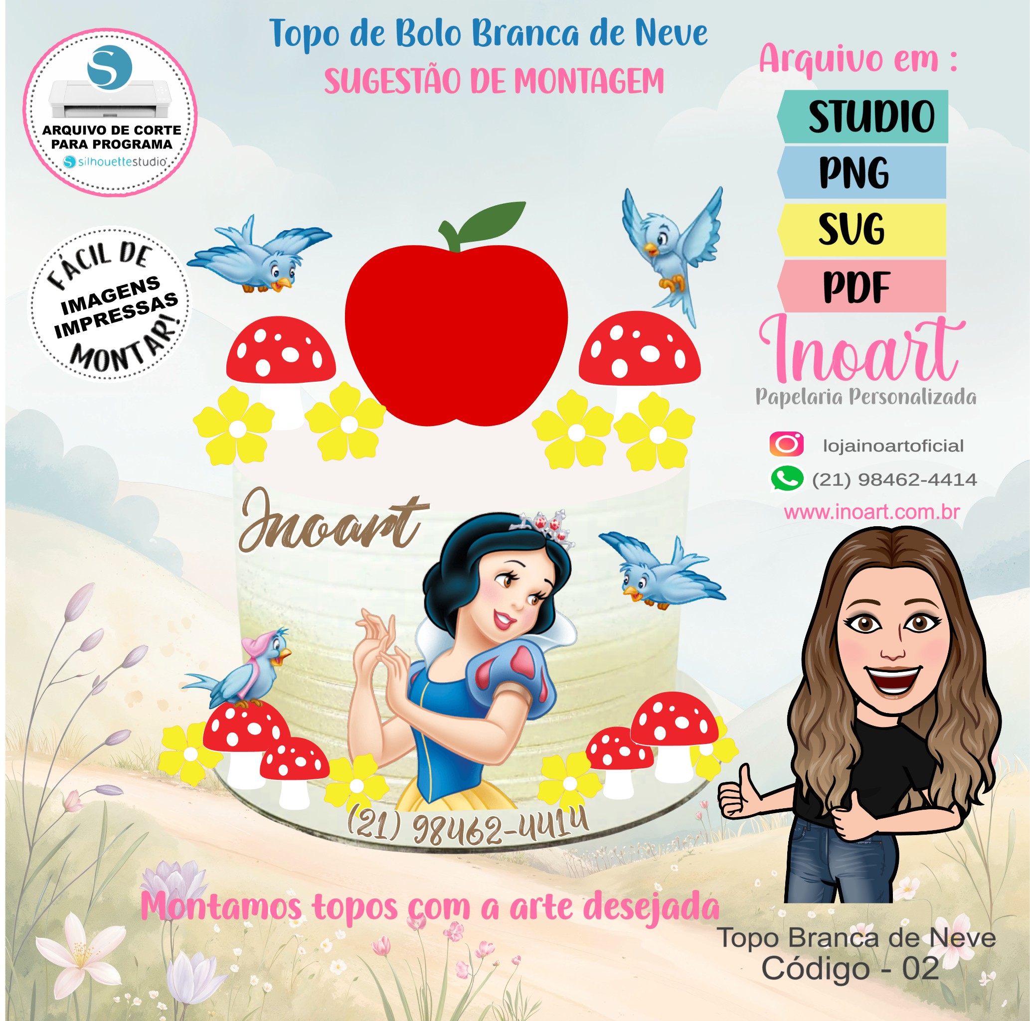 Topo de Bolo Branca de Neve - Imagem 2