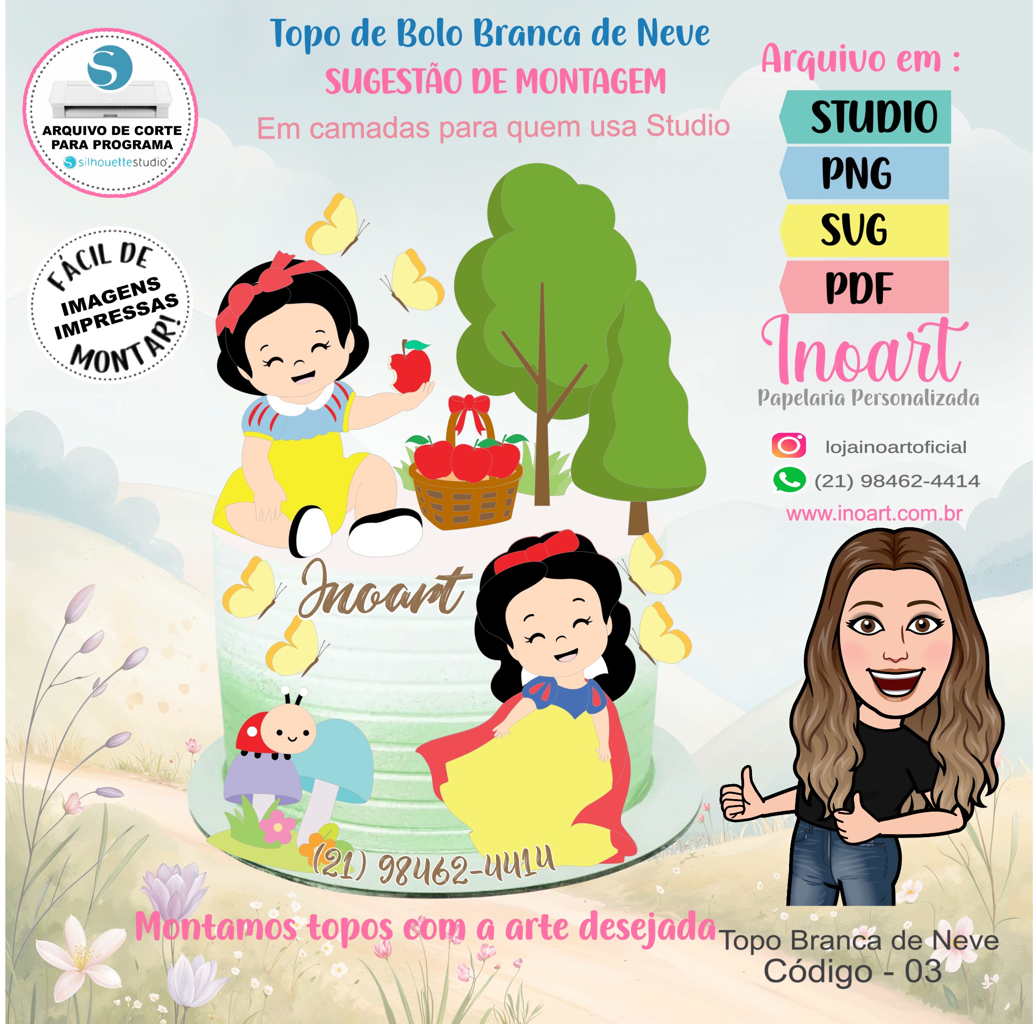 Topo de Bolo Branca de Neve - Imagem 2