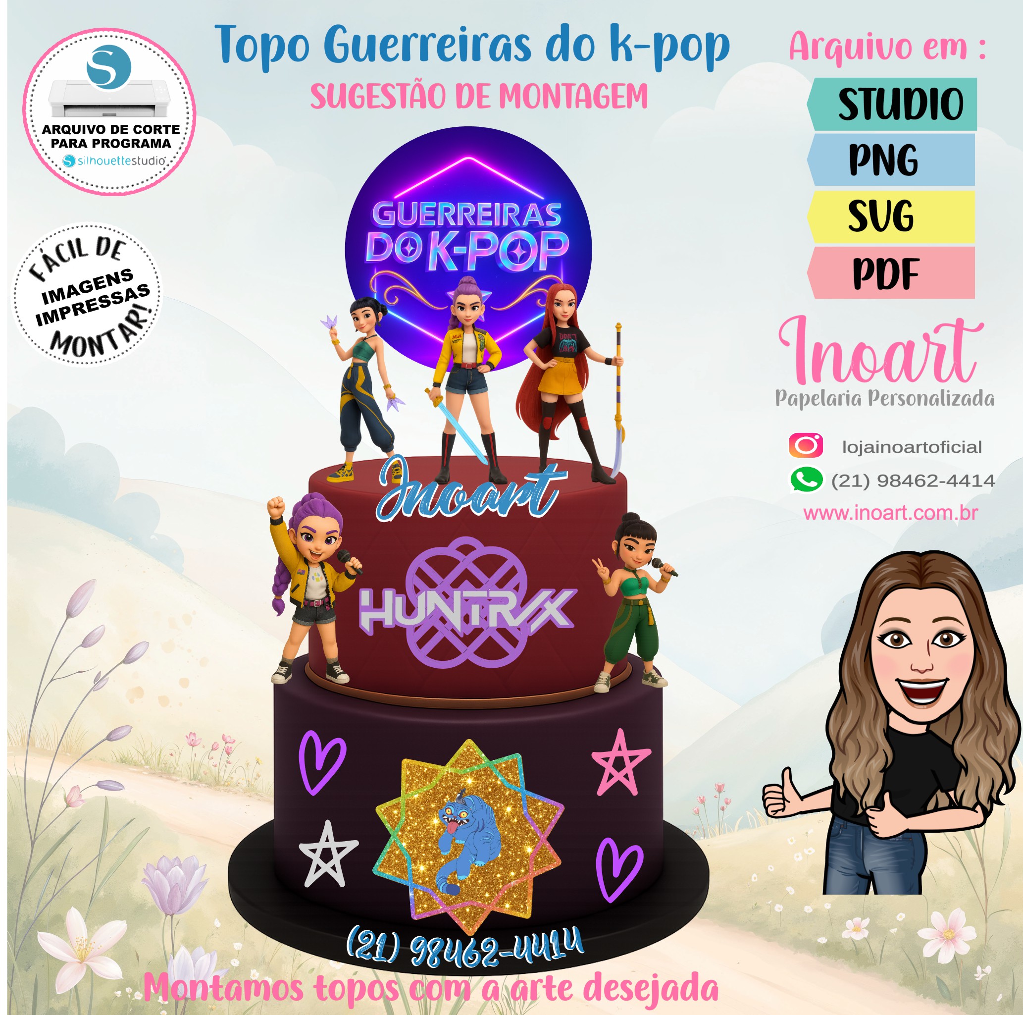 Topo de Bolo Guerreiras do K-Pop - Imagem 2