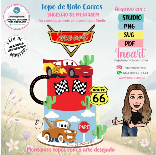 Topo de Bolo Carros - Imagem 2