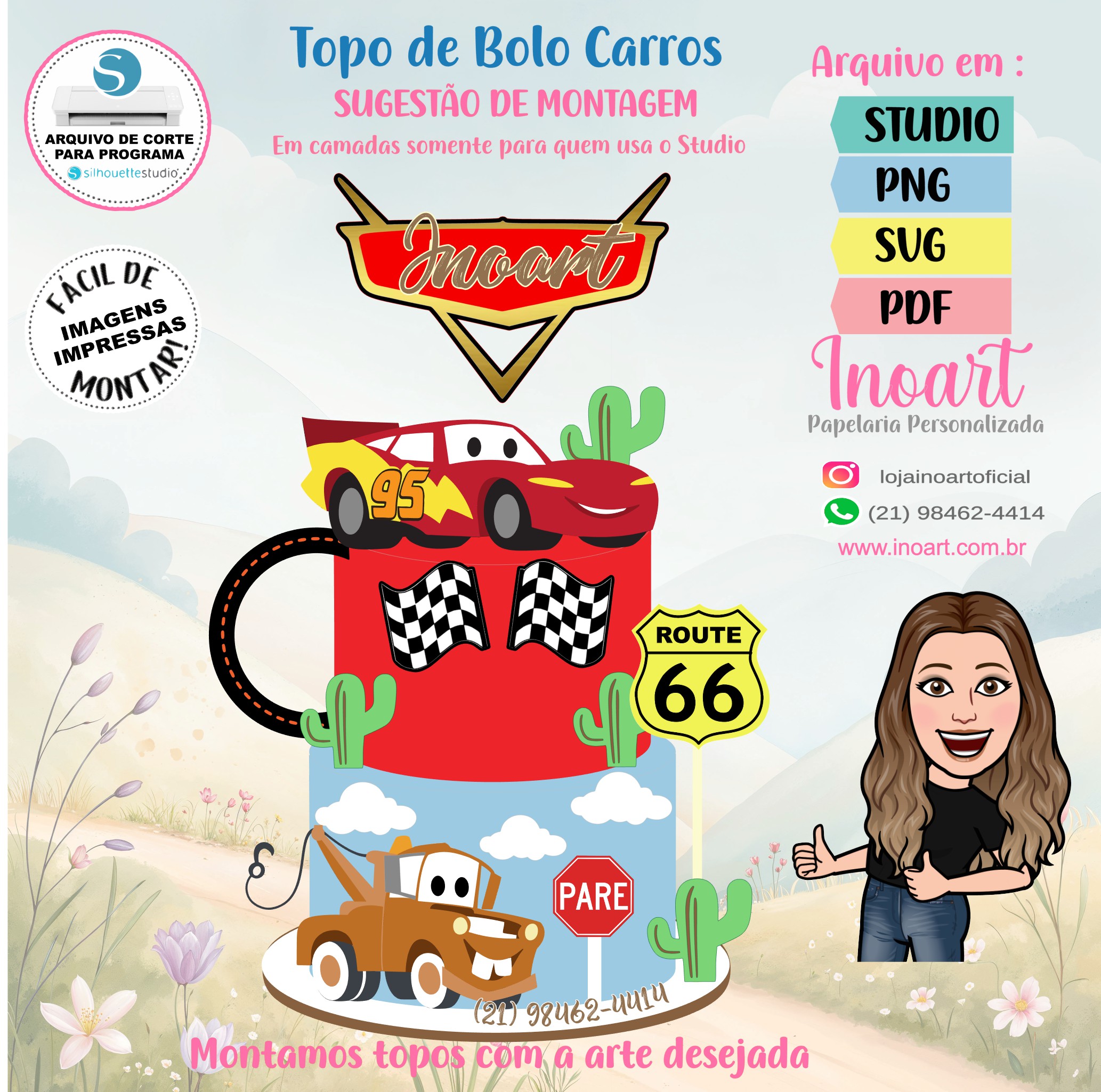 Topo de Bolo Carros - Imagem 2
