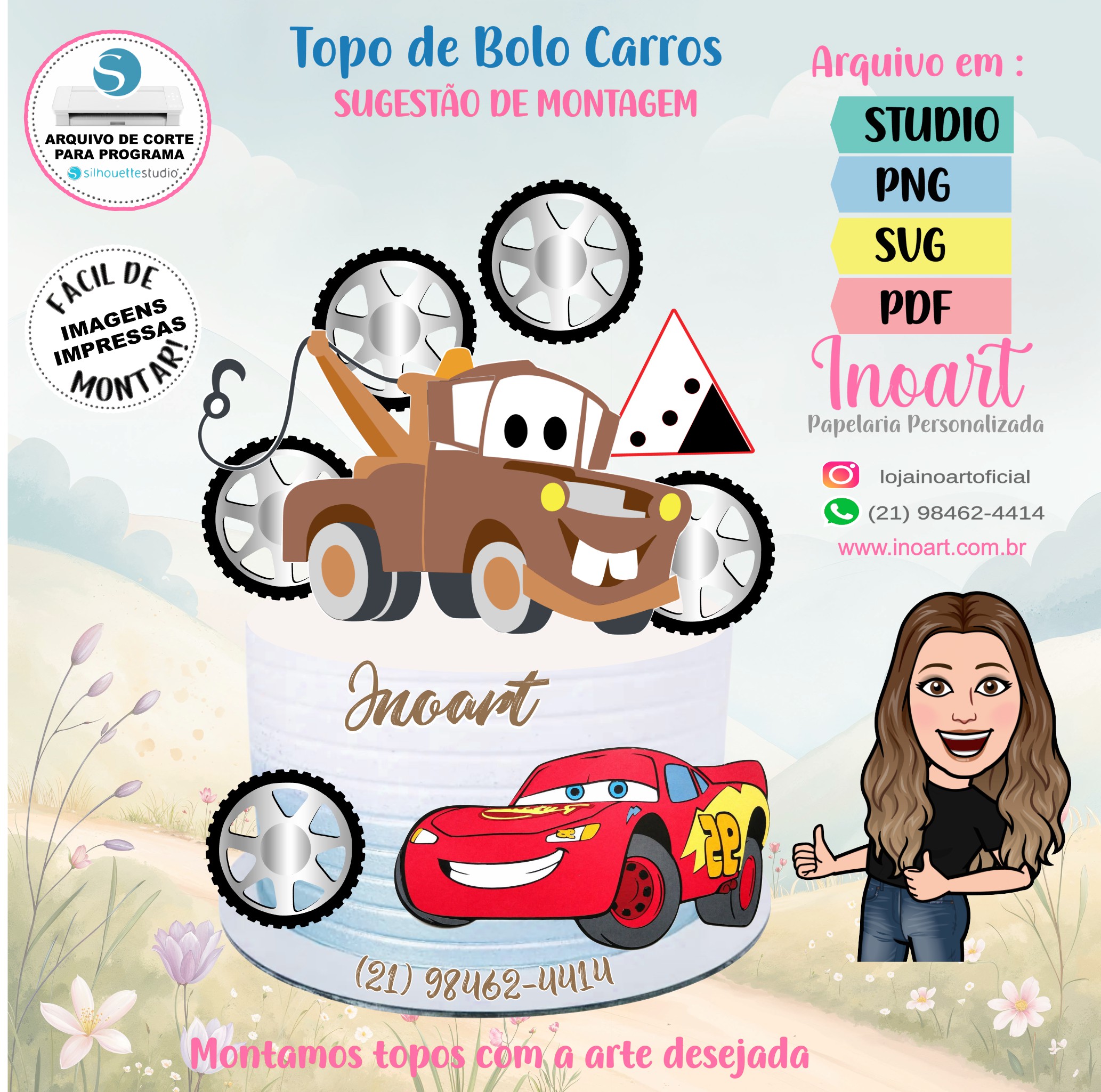 Topo de Bolo Carros - Imagem 2