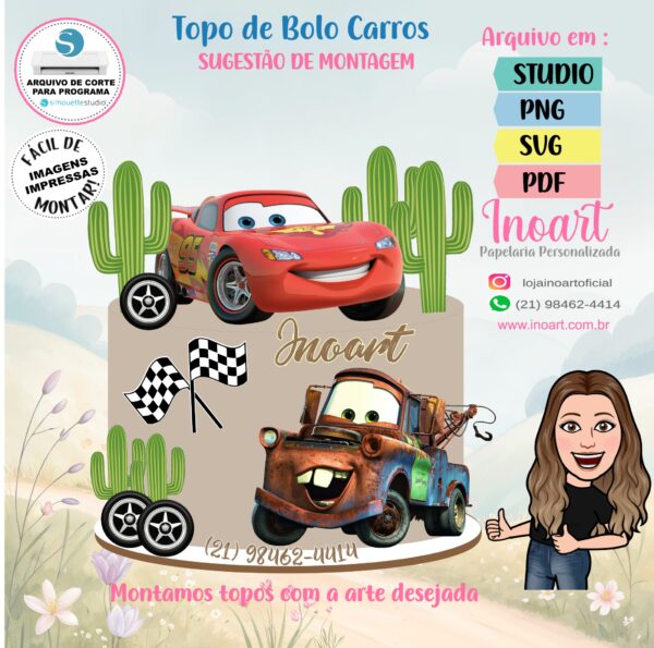 Topo de Bolo Carros - Imagem 2