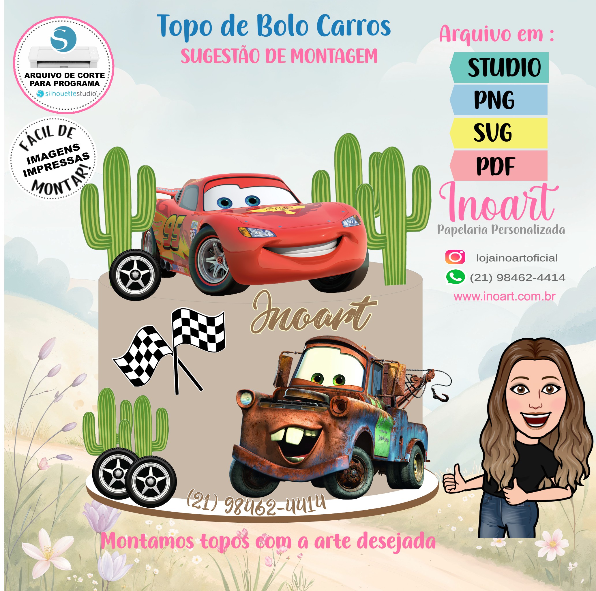 Topo de Bolo Carros - Imagem 2