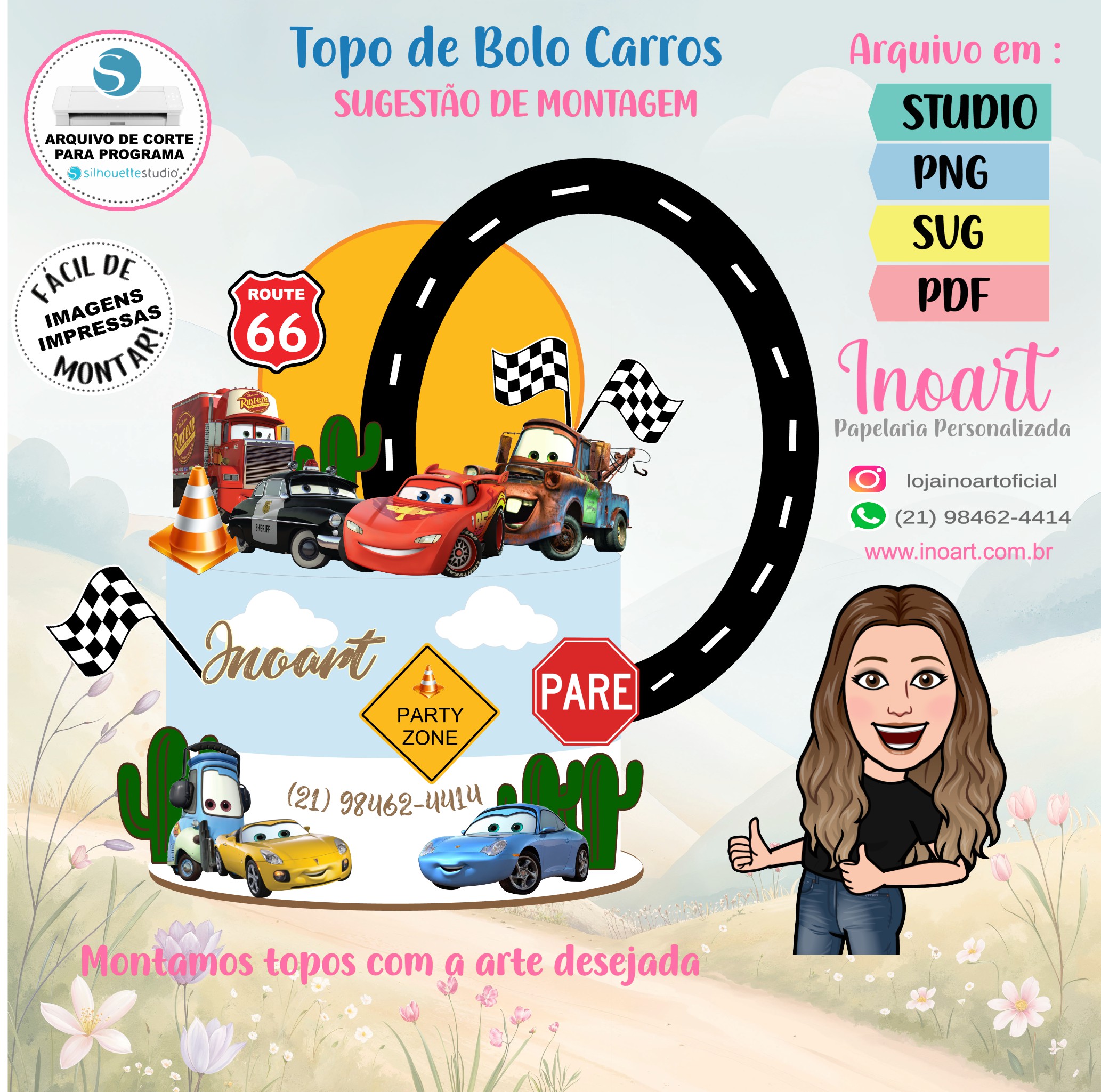 Topo de Bolo Carros - Imagem 2