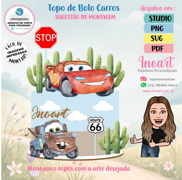 Topo de Bolo Carros - Imagem 2