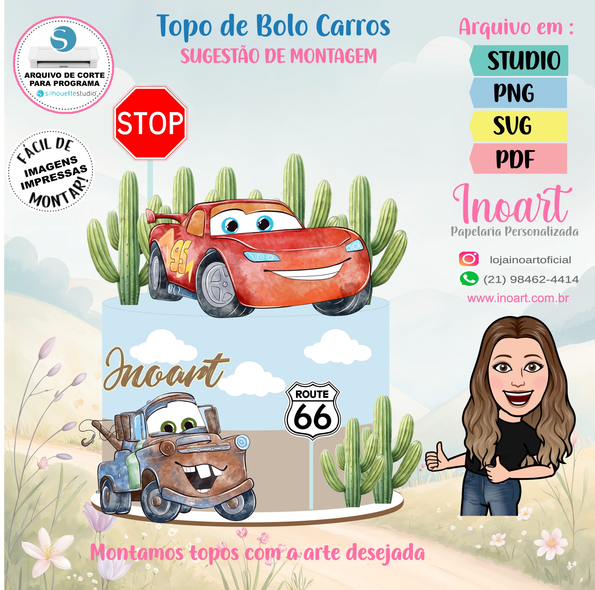 Topo de Bolo Carros - Imagem 2