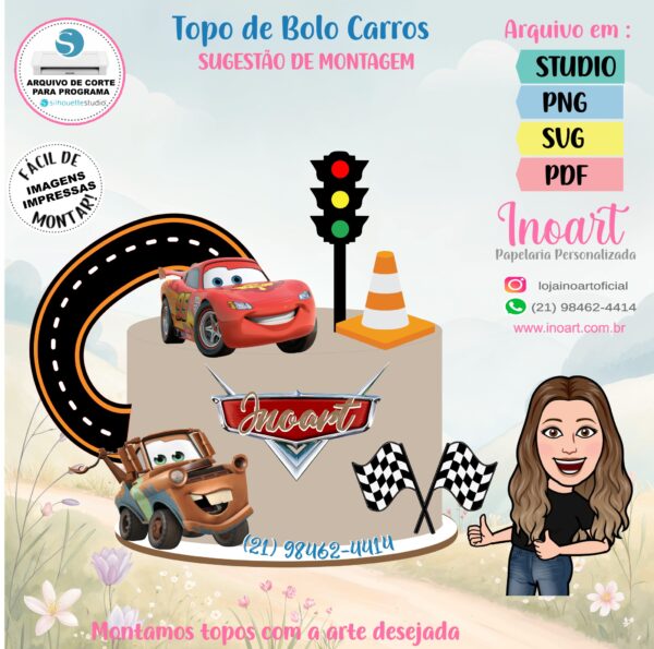 Topo de Bolo Carros - Imagem 2