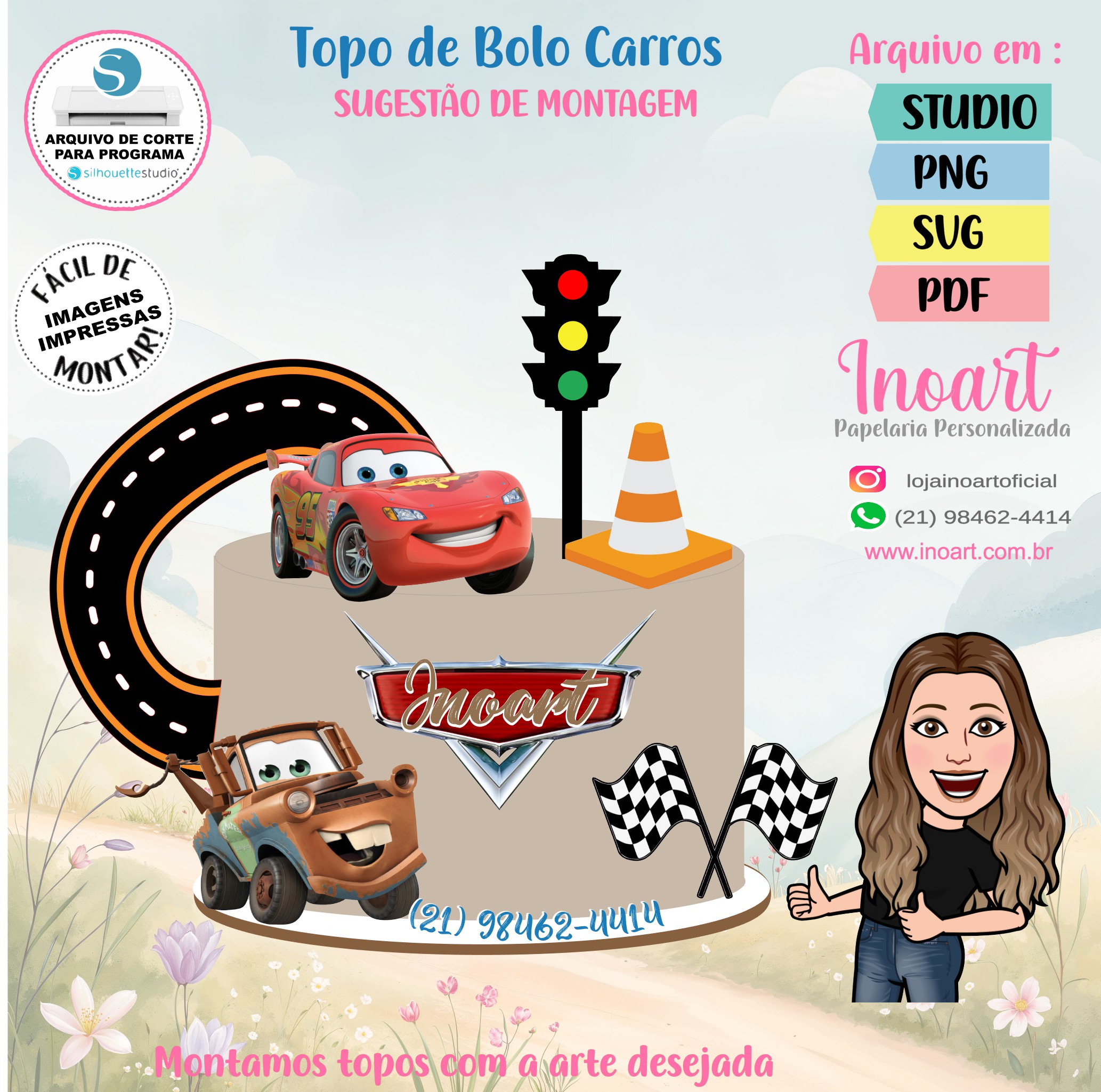 Topo de Bolo Carros - Imagem 2