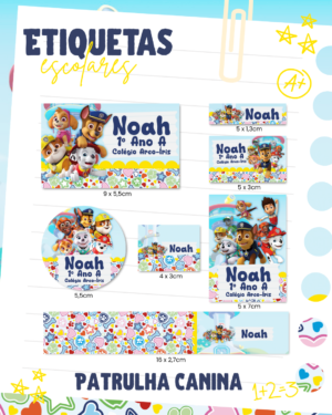 Etiqueta Escolar Patrulha Canina