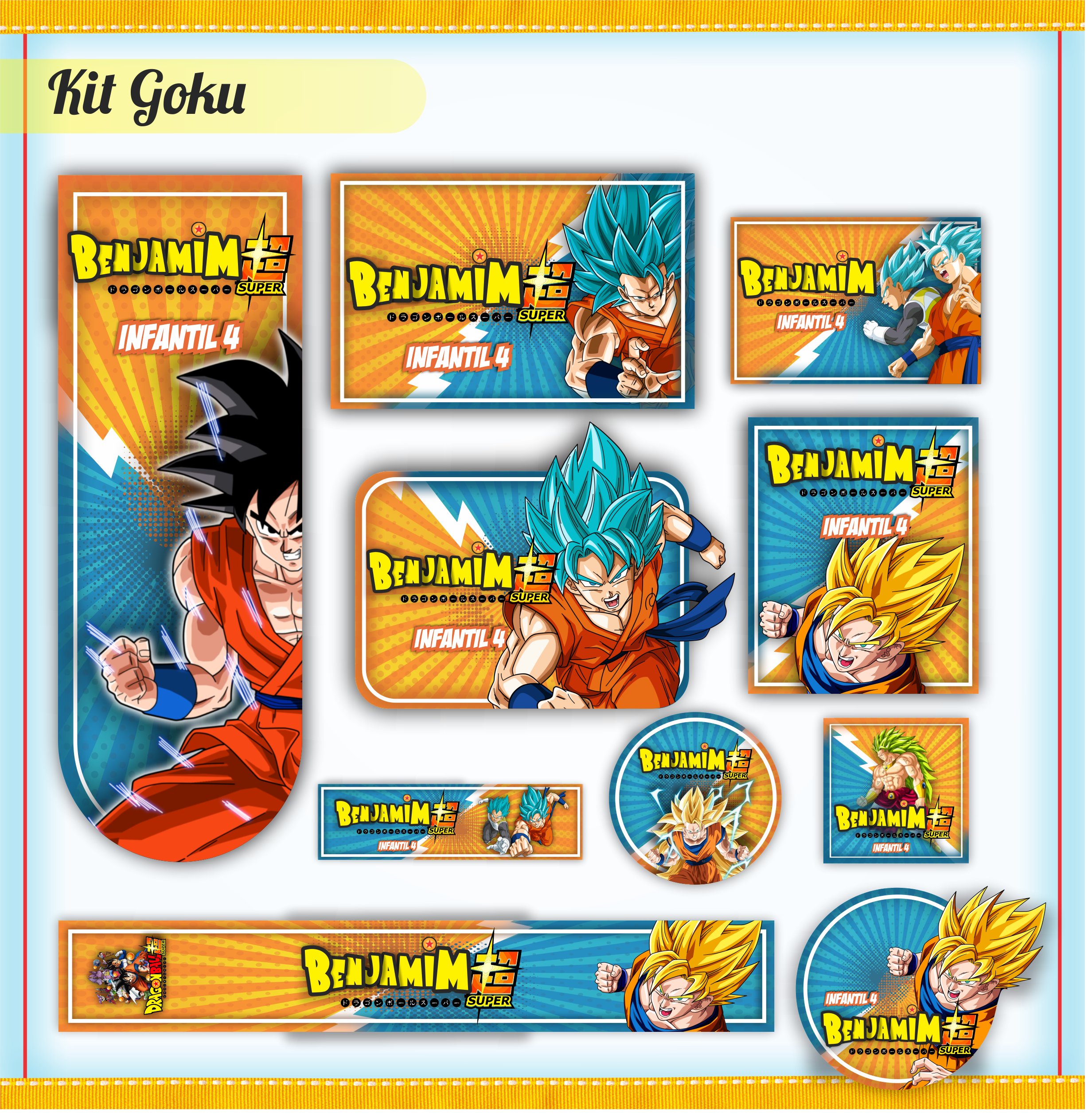 Etiqueta Escolar Goku Dragonbol