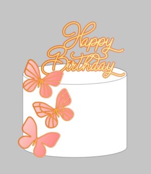 Topo Happy Birthday Com Borboletas