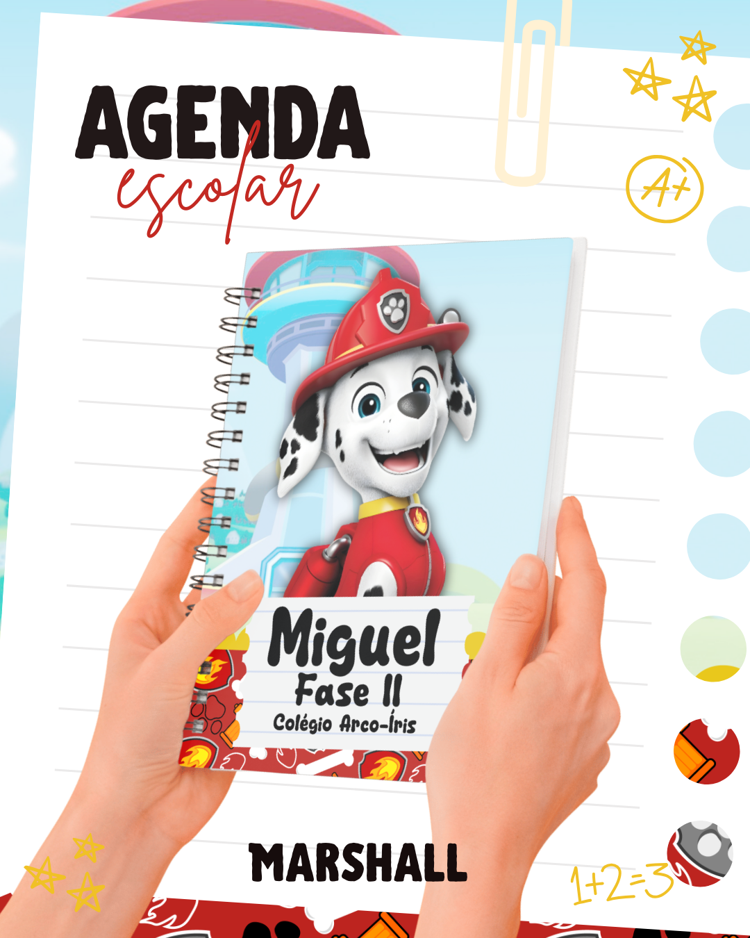 Capa Agenda Escolar A5 Marshall Patrulha Canina