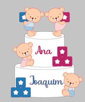 Topo Chá Revelação Ursinhos Com Estrela