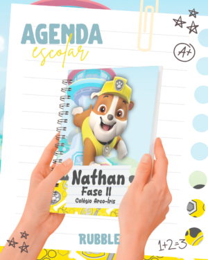 Capa Agenda Escolar A5 Rubble Patrulha Canina
