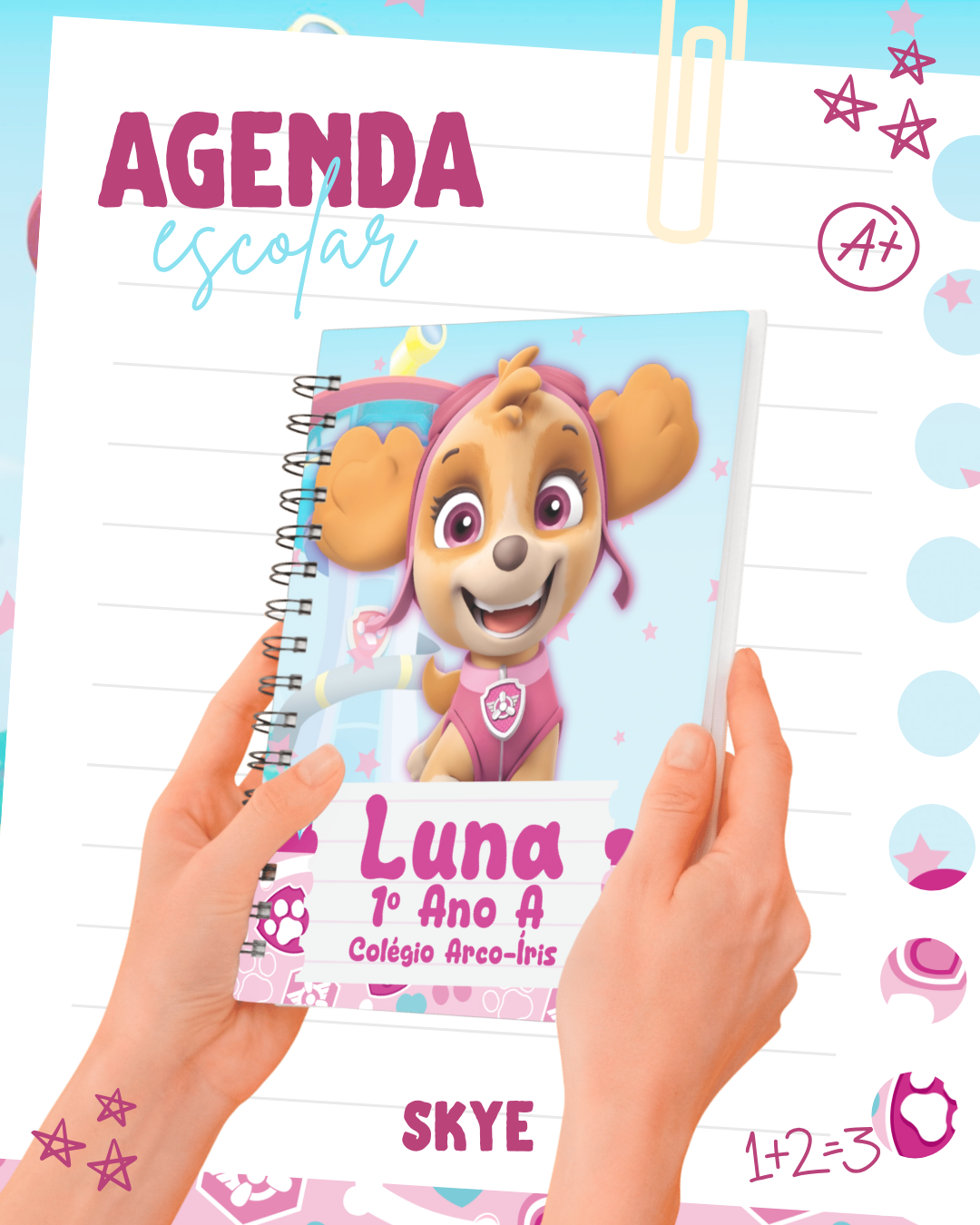 Capa Agenda Escolar A5 Skye Patrulha Canina