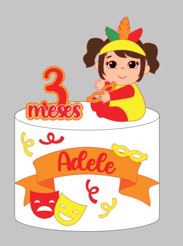 Topo Bebê Sentada Carnaval