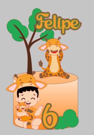 Topo Girafa Com Bebê