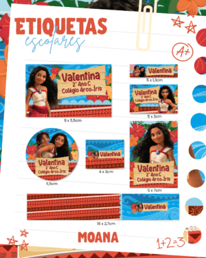 Etiquetas Escolar Moana