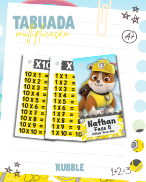 Tabuada De Multiplicação Rubble Patrulha Canina