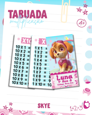 Tabuada De Multiplicação Skye Patrulha Canina