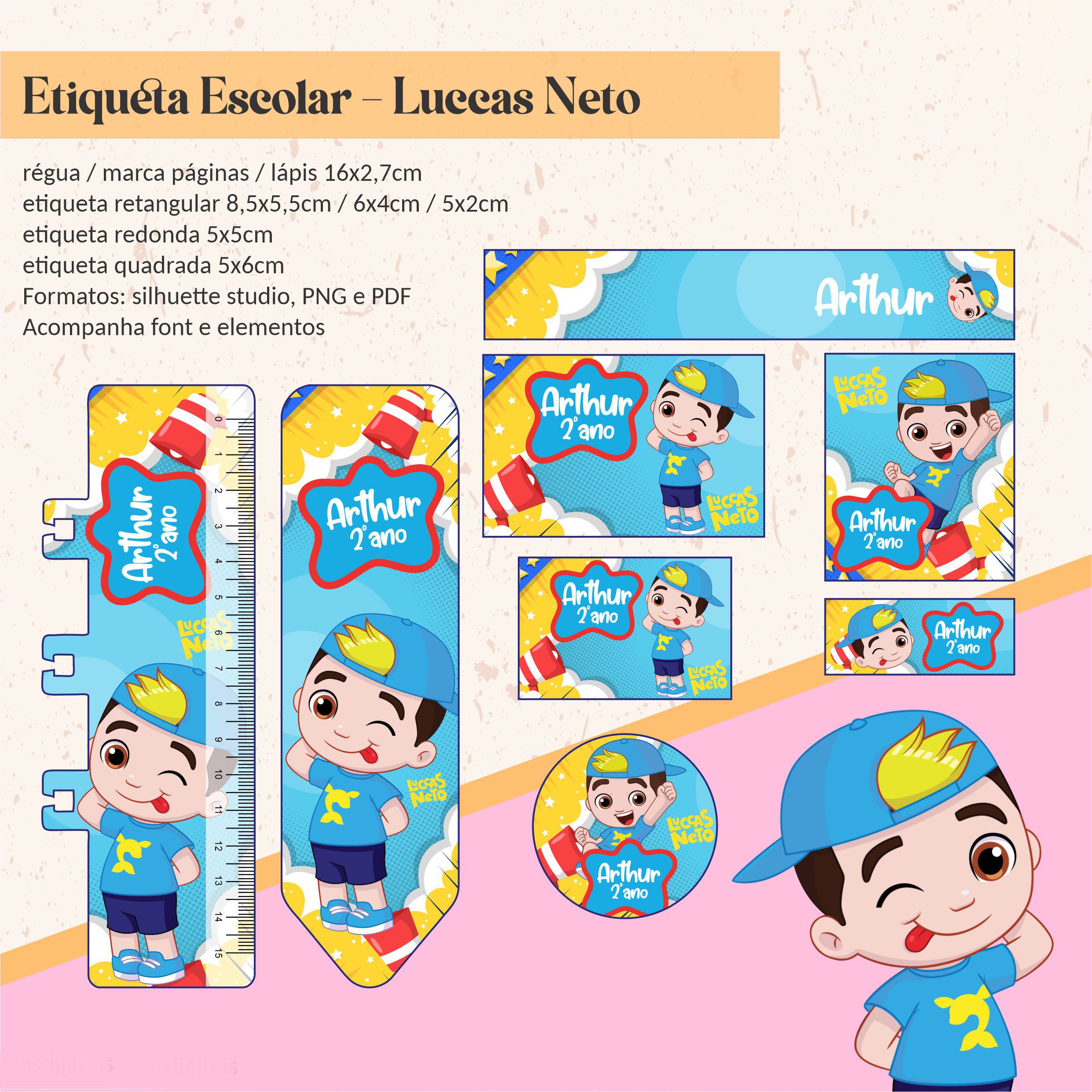 Etiqueta Escolar Luccas Neto Menino